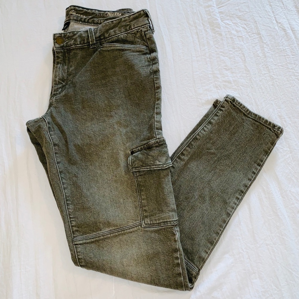 EDDIE BAUER Skinny Cargo Olive Green Pants/Jeans